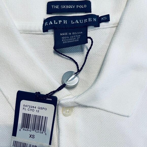 RALPH LAUREN "SKINNY" WHITE POLO - EXTRA SMALL - TAGS ON - Picture 2 of 7